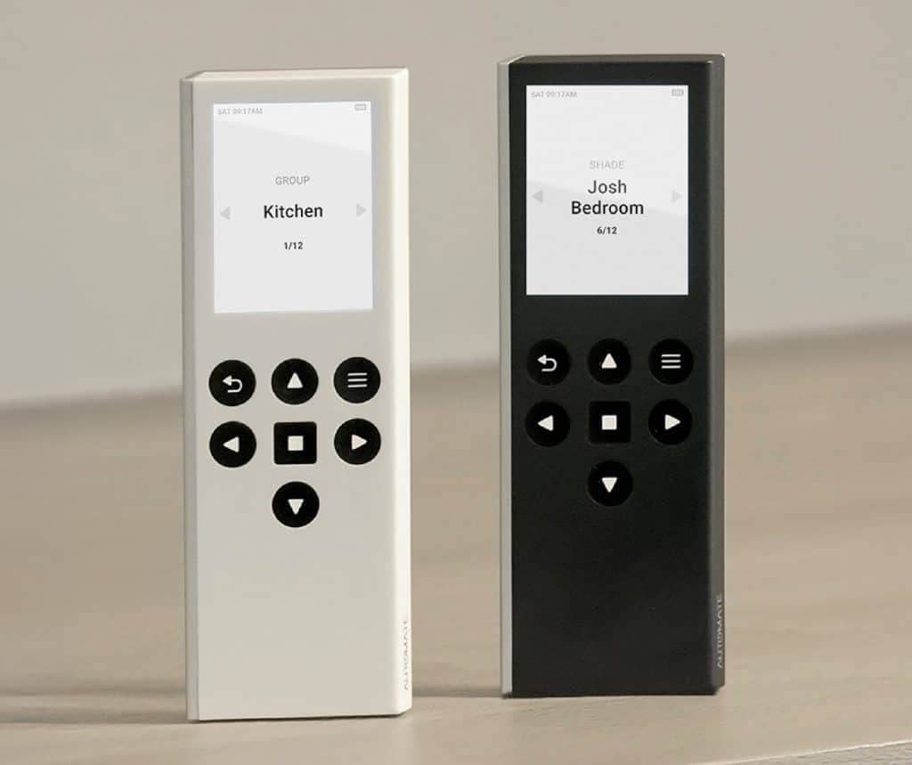Showing wireless blind remotes in black and white for easy blind control.