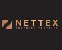 Showing Nettex Interior Textiles logo in copper tone on dark background